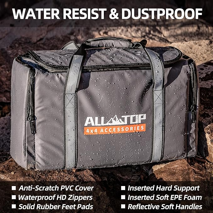 ALL-TOP Recovery Pack Bag, Water-Resist Tool Organizer for Offroad Gear & Overland Equipment, Standing Zippered Waterproof Storage Tote, Gray Empty