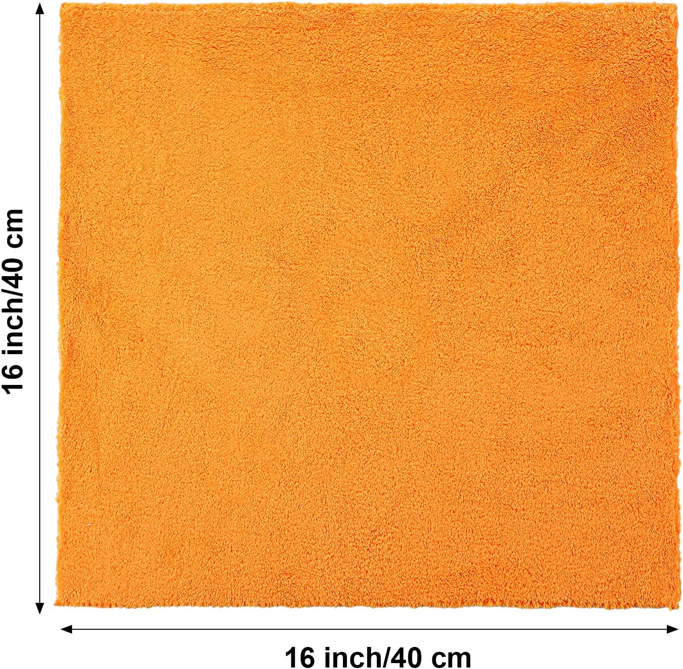 Shimeyao 30 Pcs Edgeless Microfiber Plush Towels for Cars Detailing Drying Wash Polishing Absorbent Cleaning Cloths, 500 GSM, 16 x 16 Inch(Orange)