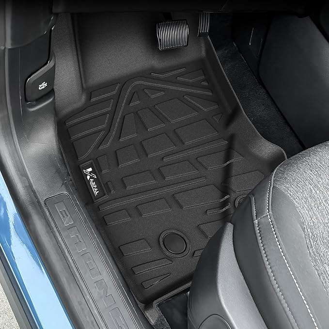 KARPAL Floor Mats for Ford Bronco 4 Door 2021-2025 (Not for Sport), All Weather Protection TPE Floor Liners Cargo Mats Full Set Bronco Accessories, 1st&2nd Row & Cargo Liner & Backrest Mat