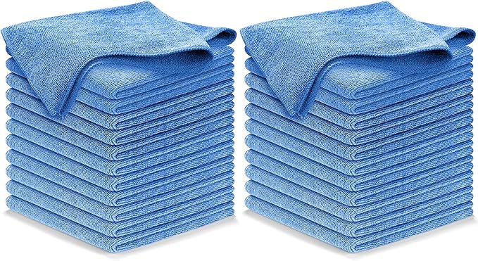 USANOOKS Microfiber Cleaning Cloth - 1200 Washes, Ultra Absorbent Towels Grip Root Weave Grime - 24pack - Blue