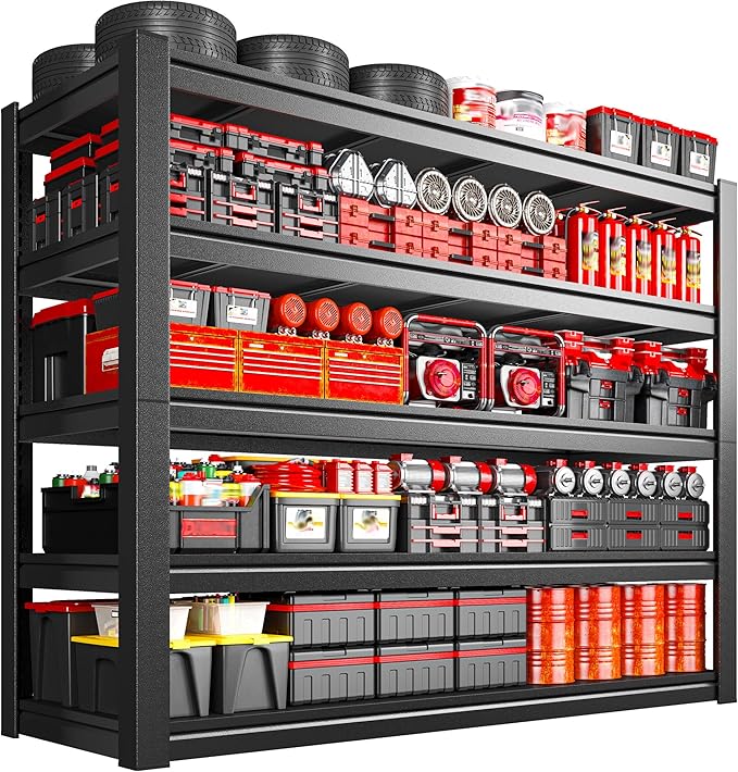 2600LBS Storage Shelves, 48" W Garage Shelving Heavy Duty, Adjustable Metal Shelving Unit, Storage Rack for Garage, Basement, Warehouse with Tool-Free Assembly, 48" W x 17.7" D x 72" H