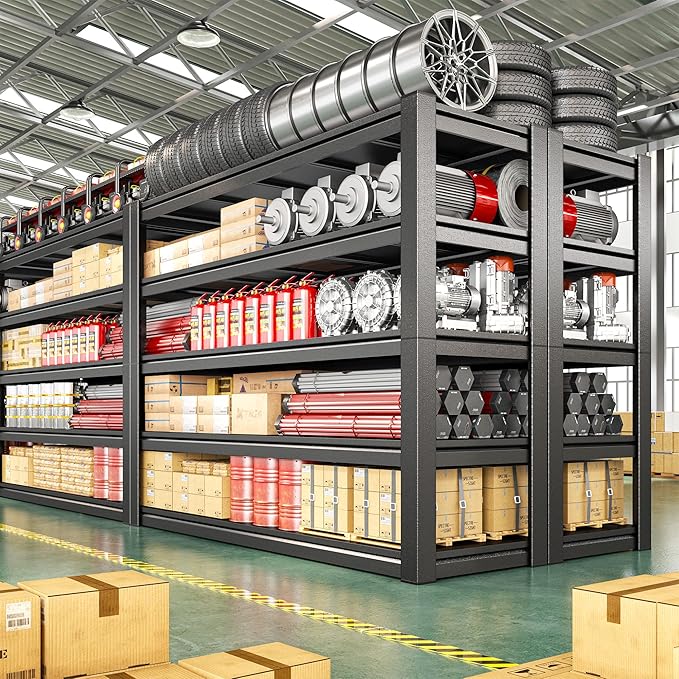 2600LBS Storage Shelves, 48" W Garage Shelving Heavy Duty, Adjustable Metal Shelving Unit, Storage Rack for Garage, Basement, Warehouse with Tool-Free Assembly, 48" W x 17.7" D x 72" H
