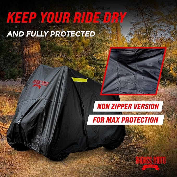 Badass Moto Ultimate ATV Cover Waterproof Outdoor Heavy Duty Storage. Durable 4 Wheeler Covers All Weather Rain Sun Snow. Four Wheelers Accessories Fits Polaris Honda CF Moto Quad No-Zipper Large 96”