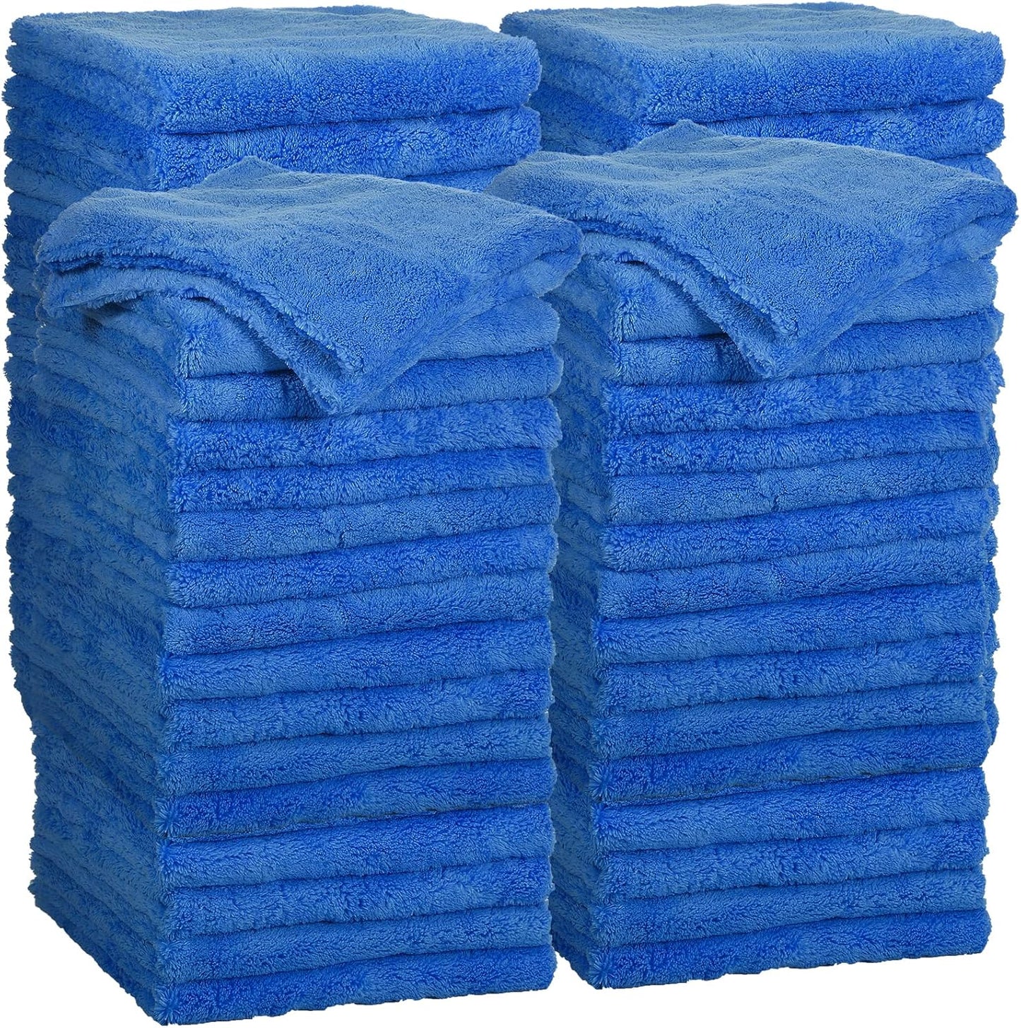 Shimeyao 30 Pcs Edgeless Microfiber Plush Towels for Cars Detailing Drying Wash Polishing Absorbent Cleaning Cloths, 500 GSM, 16 x 16 Inch(Dark Blue)