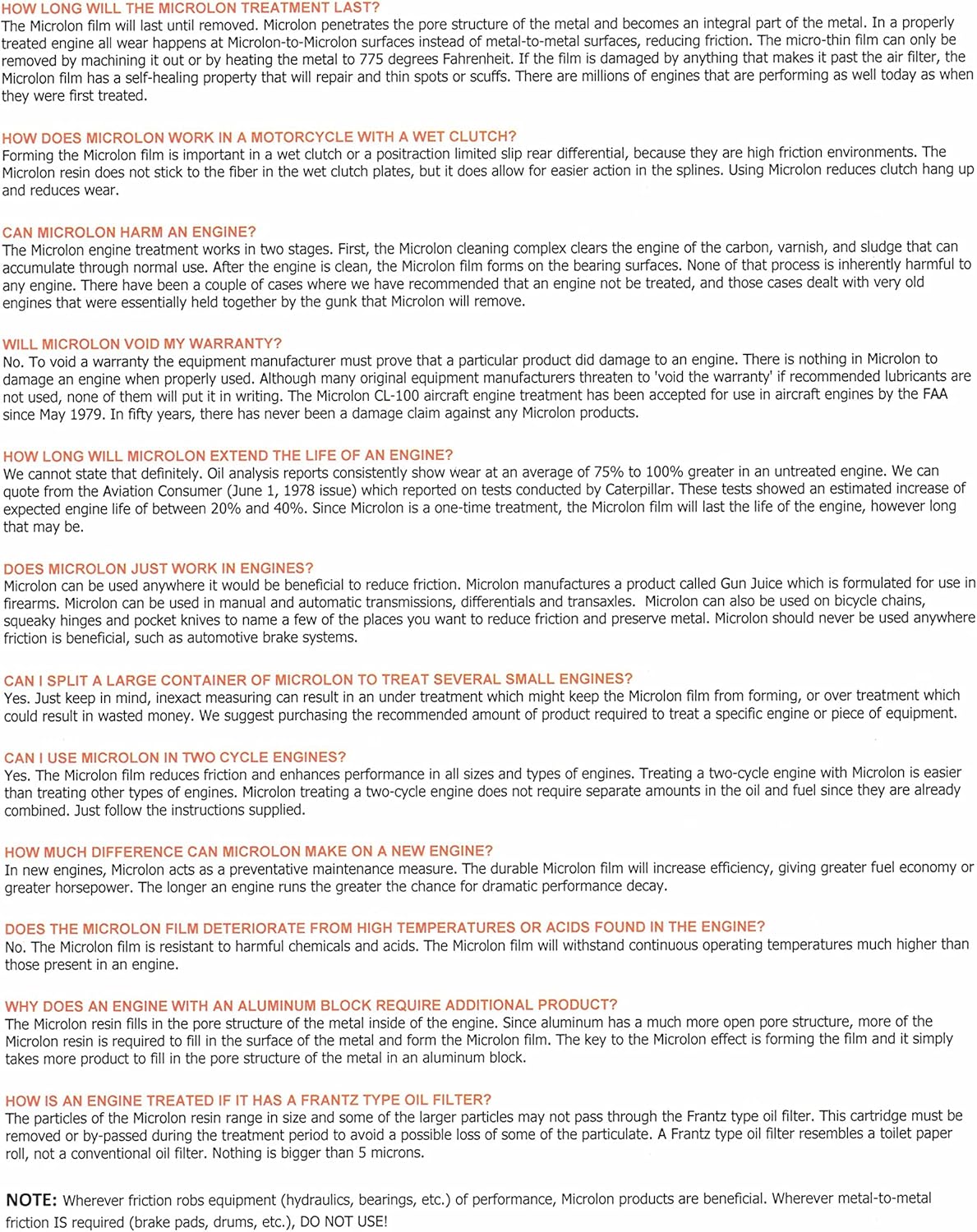 Microlon Cl100 High Performance Engine Treatment Kit for 4-Cylinder Engine