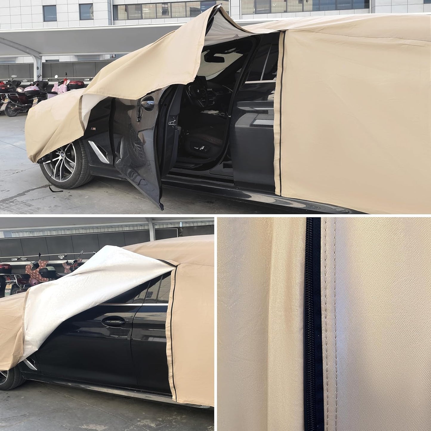 Heavy Duty Outdoor Car Cover Custom Fit for Tesla Model 3, Windproof All Weather Waterproof Sun Rain UV Dust Snow Protection Outdoor Car Covers