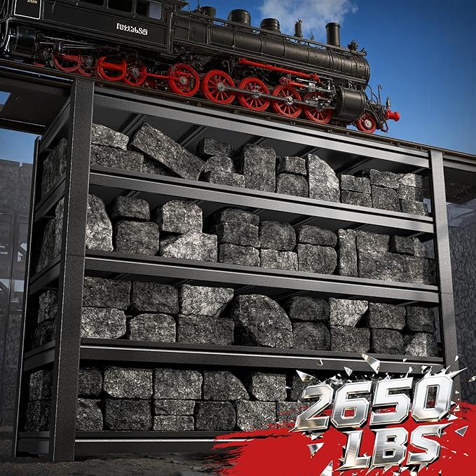 2650LBS Storage Shelves, 48" W Garage Shelving Heavy Duty, Adjustable Metal Shelving Unit, Storage Rack for Garage, Basement, Warehouse with Tool-Free Assembly, 48" W x 24.1" D x 72" H