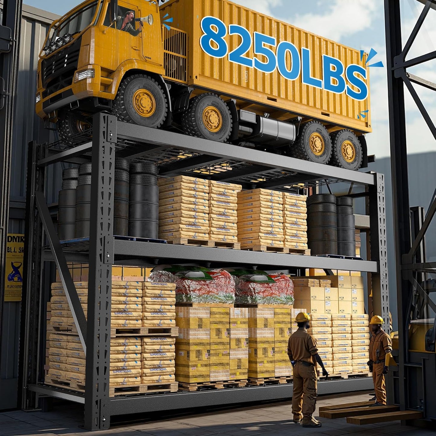 Bepatio 8250LBS Garage Shelving Heavy Duty Storage Shelves Industrial Metal Shelving Adjustable 3-Tier Shelves for Garage, Warehouse Basement 24" D × 60" W × 66" H