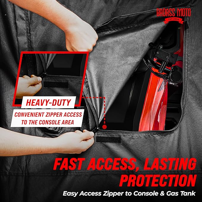 Badass Moto ATV Covers Waterproof Outdoor Heavy Duty, Rip-Resistant, Night-Reflective Quad Cover, 4 Wheeler Cover, Easy-Access Zipper & Vents Four Wheeler Accessories - ATV Gifts, Large 95 Long