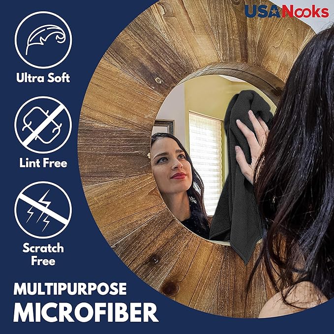 USANOOKS Microfiber Cleaning Cloth - 12Pcs 12.5x12.5 inch High Performance - 1200 Washes, Ultra Absorbent Microfiber Towels for Cars Undercarriage, Rims and Engine Bay Cleaning -Microfiber Cloth